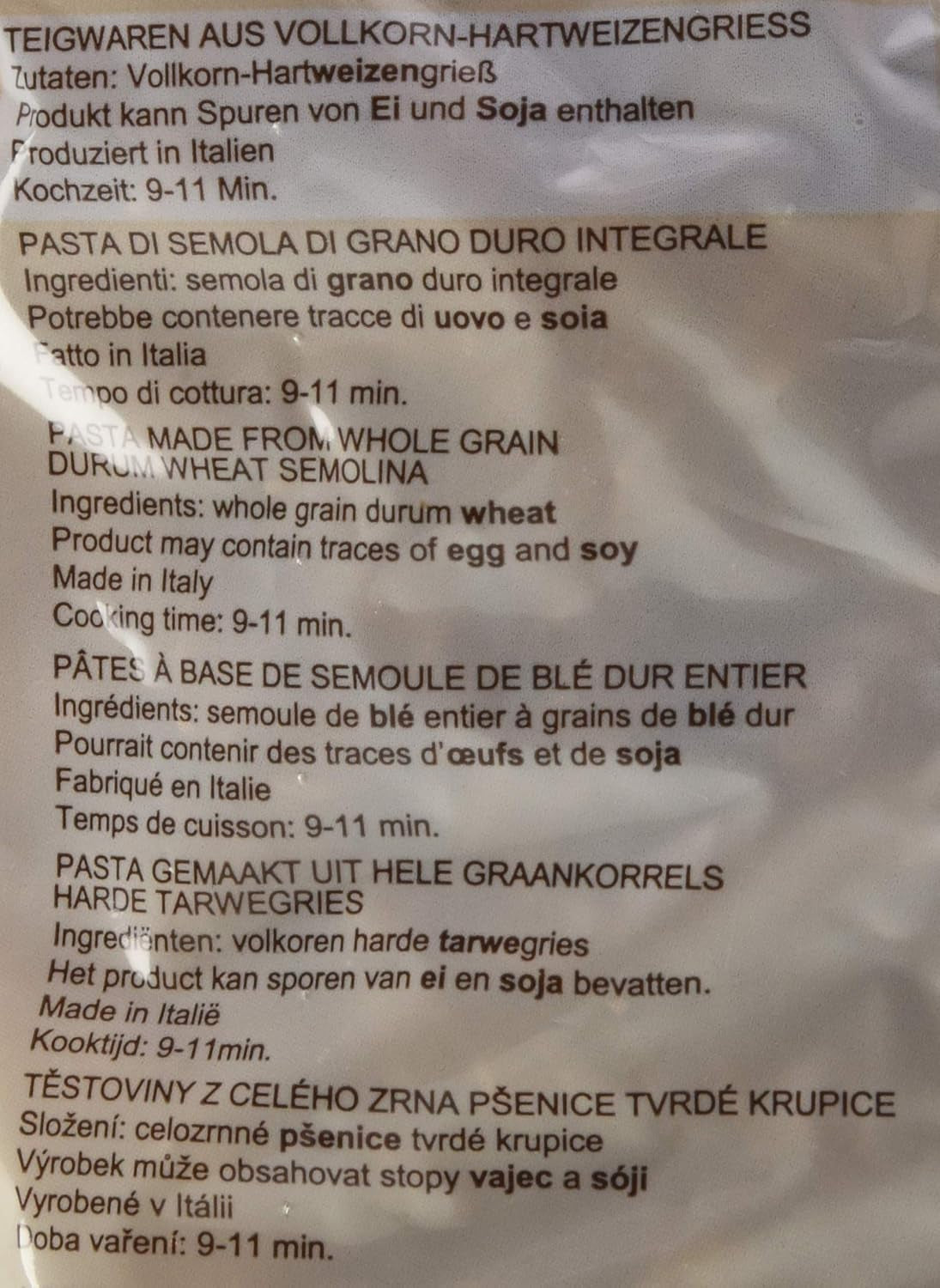 Celozrnné spirálové těstoviny, 500 g