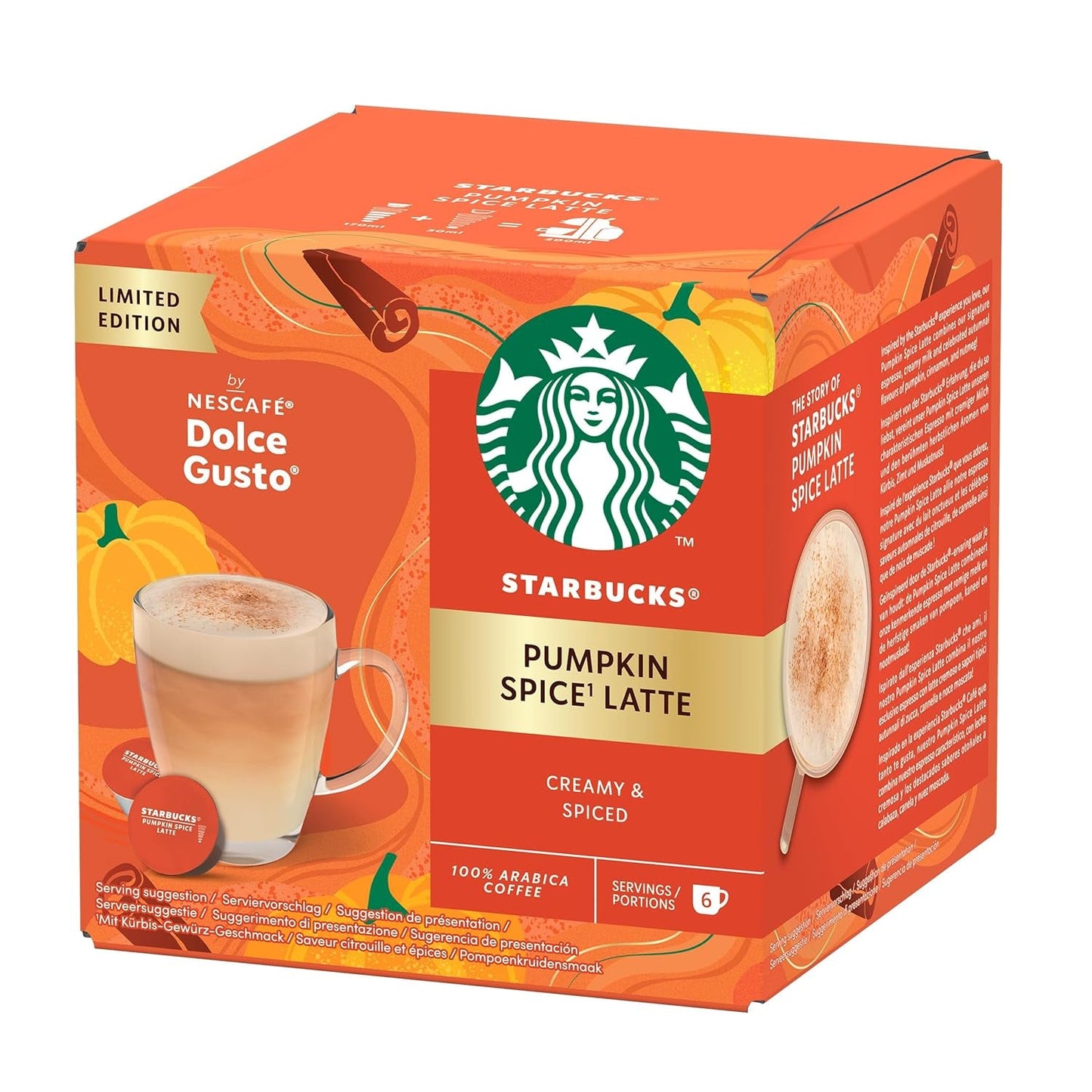 STARBUCKS Pumpkin Spice Latte od Nescafé Dolce Gusto, Dunkle Röstung, Kaffeekapseln 6 x 12 (72 kapslí)