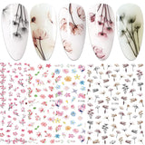 JMEOWIO Nálepka na nehty Frühling Blume 9 Blatt Nagelaufkleber Selbtklebend Rosa Blüte Nálepka na nehty Dekoration Nageldesign Zubehör