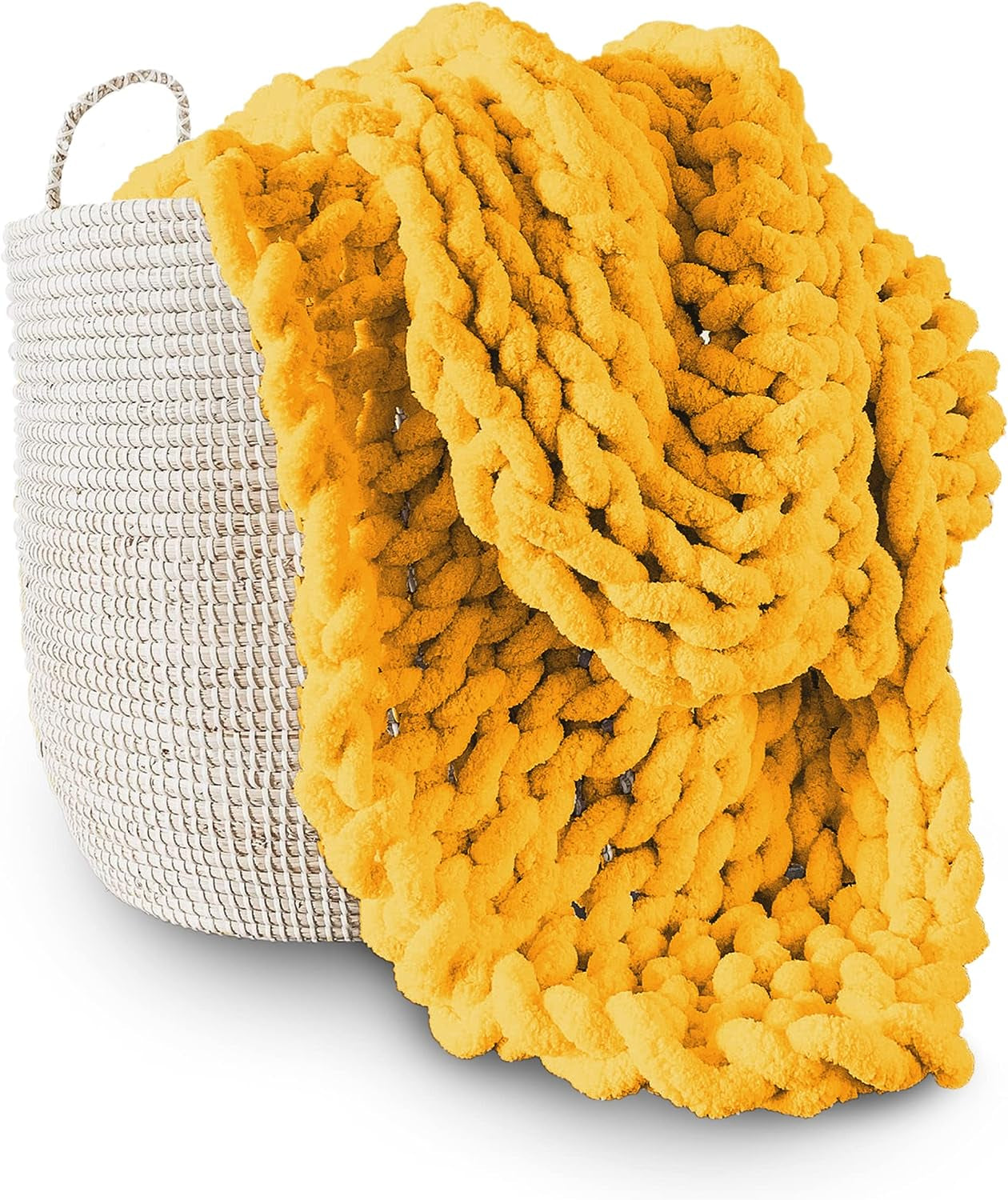 Masivní pletená deka, přehoz, 100% ručně pletená žinylkovou přízí Jumbo (127 X 152,4 cm, šeříkově šedá) Postele a přikrývky Adyrescia žlutá 30 "X40"