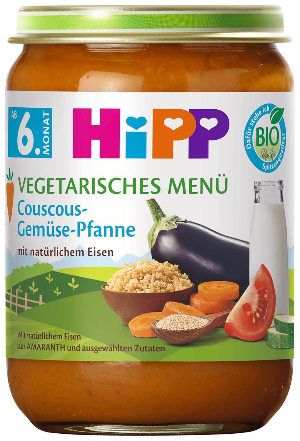 HiPP Bio jídla od 6 měsíců Kuskus a dušená zelenina, balení 6 ks