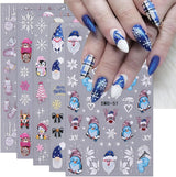JMEOWIO Nagelsticker Weihnachten 6 Blatt Nail Art Sticker Selbtklebend Nagelaufkleber Schneeflocke Winter Urlaub Süß Dekoration Nageldesign Zubehör
