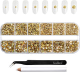 Beadsland 2500 ks Glas Nailart Strasssteine ​​​​Kristall Flatback Edelsteine ​​Runde, ​​Für Handwerk Gemischt 8 Größen SS4 ~ SS30 Mit Picking Pinzette Und Stift (Kristall Weiss)