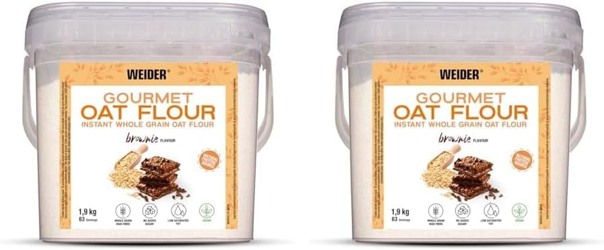 Weider Gourmet Oatmeal (1,9 kg) s příchutí brownie. Celozrnné ovesné vločky. Zdroj bílkovin s nízkým obsahem cukru.