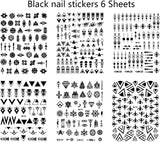 12 Blatt Nagelsticker Geometrisch Nagelaufkleber Selbtklebend Schwarz-Weißes Mysteriöses Dreieck Nail Art Sticker Dekoration Nageldesign Zubehör
