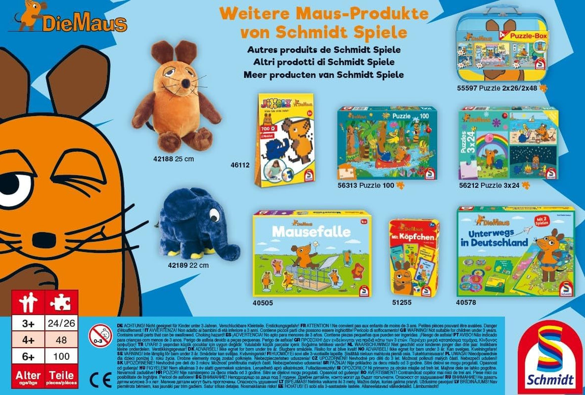 Schmidt Spiele 56212 Myška, dobří přátelé, 3X24 dílků puzzle pro děti, modrá Puzzle Naty Shop