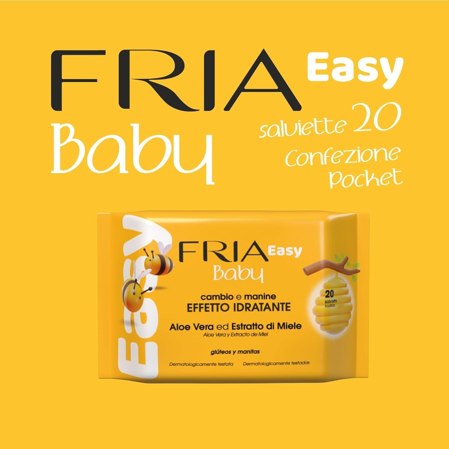 Easy Baby vlhčené ubrousky s Aloe Vera a extraktem z medu zvlhčující pokožku, dermatologicky testováno, balení 20 ubrousků