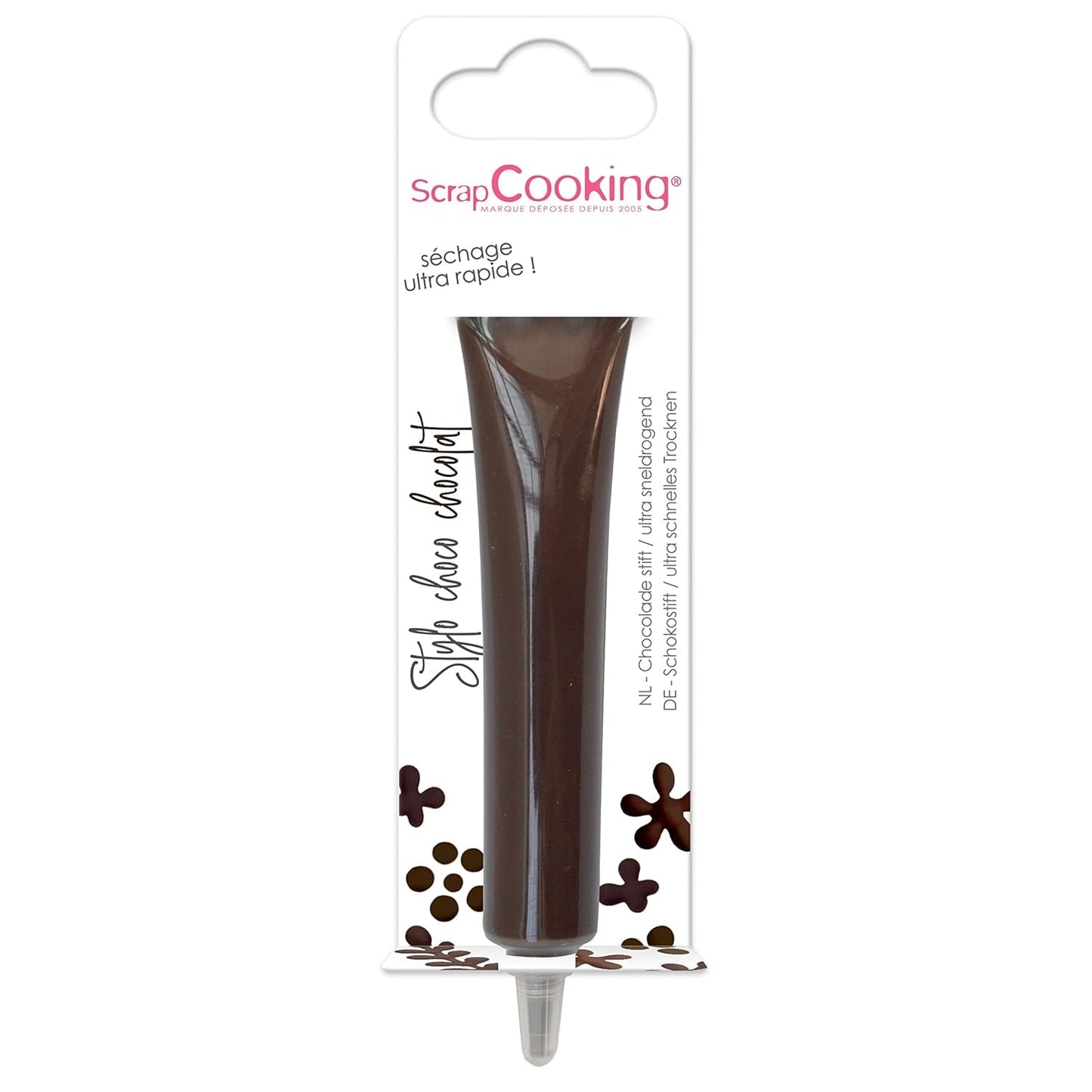 Scrapcooking - Hnědé čokoládové pero - Čokoládový cukr na psaní 25 g - Jedlé ozdobné cukrové pero - Psaní a kreslení - Označování fondán, poleva, dorty - 6801
