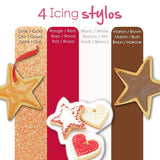 Scrapcooking - 4dílné popisovače: zlaté, čokoládové, bílé a červené - dekorativní jedlá pera pro psaní a kreslení na zákusky, dorty a sušenky