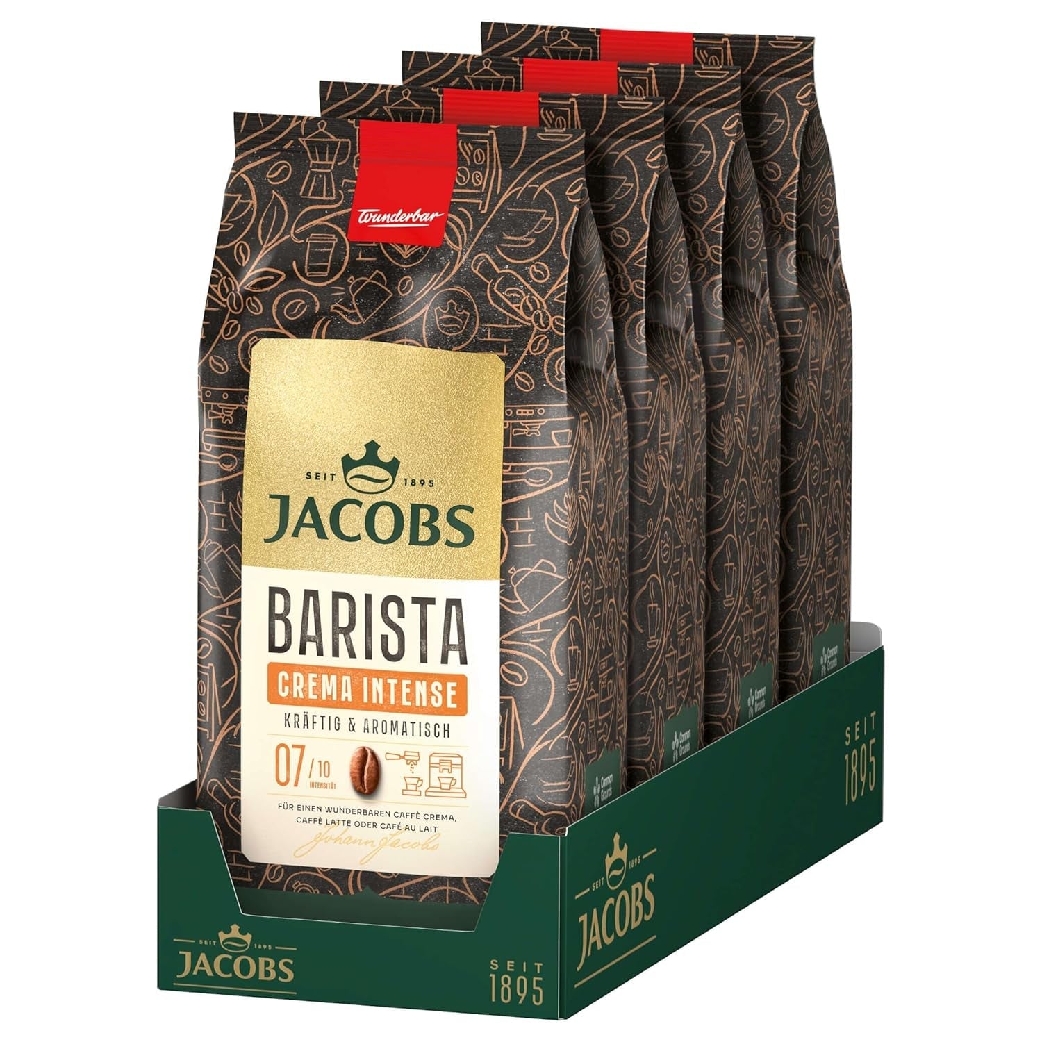 Celozrnná káva JACOBS Barista Editions Crema Intense (4 x 1 kg)
