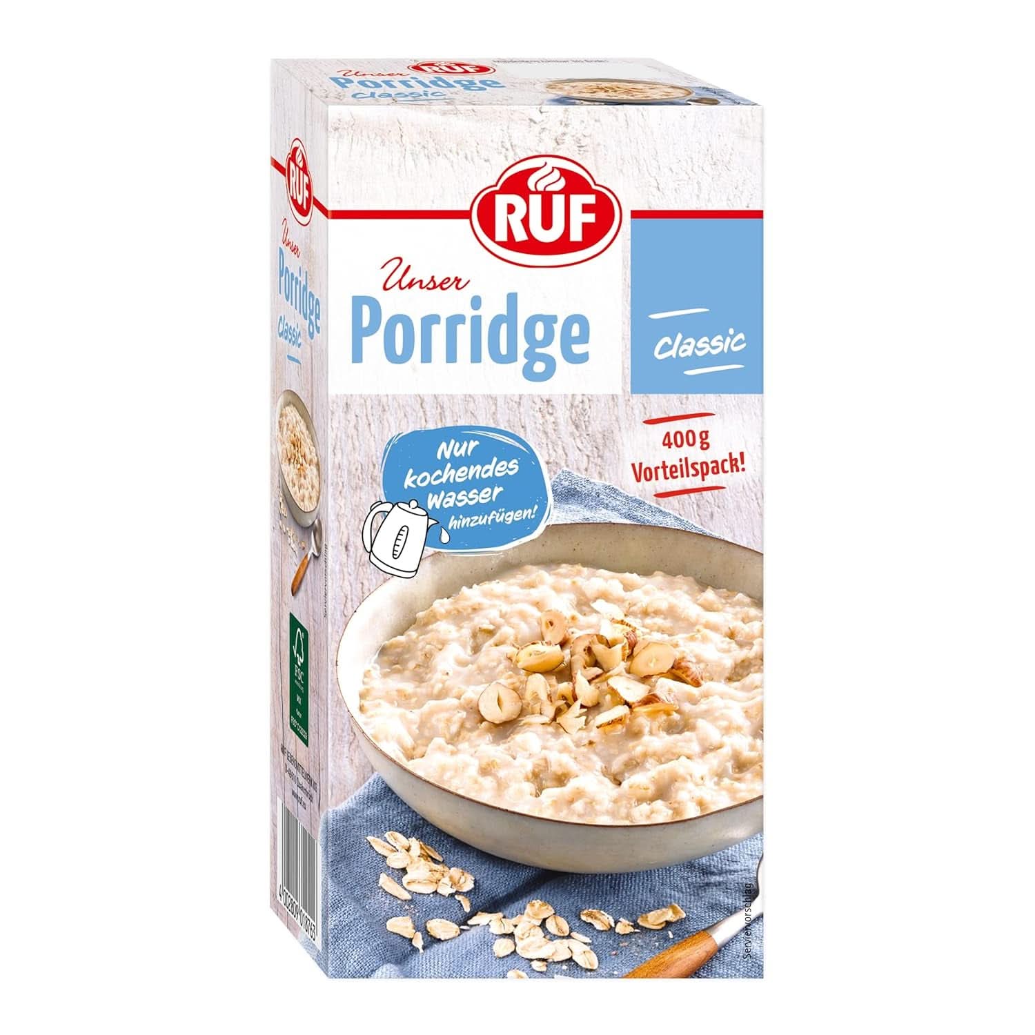 RUF Kaše Apple Cinnamon, s celými ovesnými vločkami, jemnou skořicovou příchutí a kousky sušených jablek, 400 gramů Naty Shop Cereals 400 gramů Classic