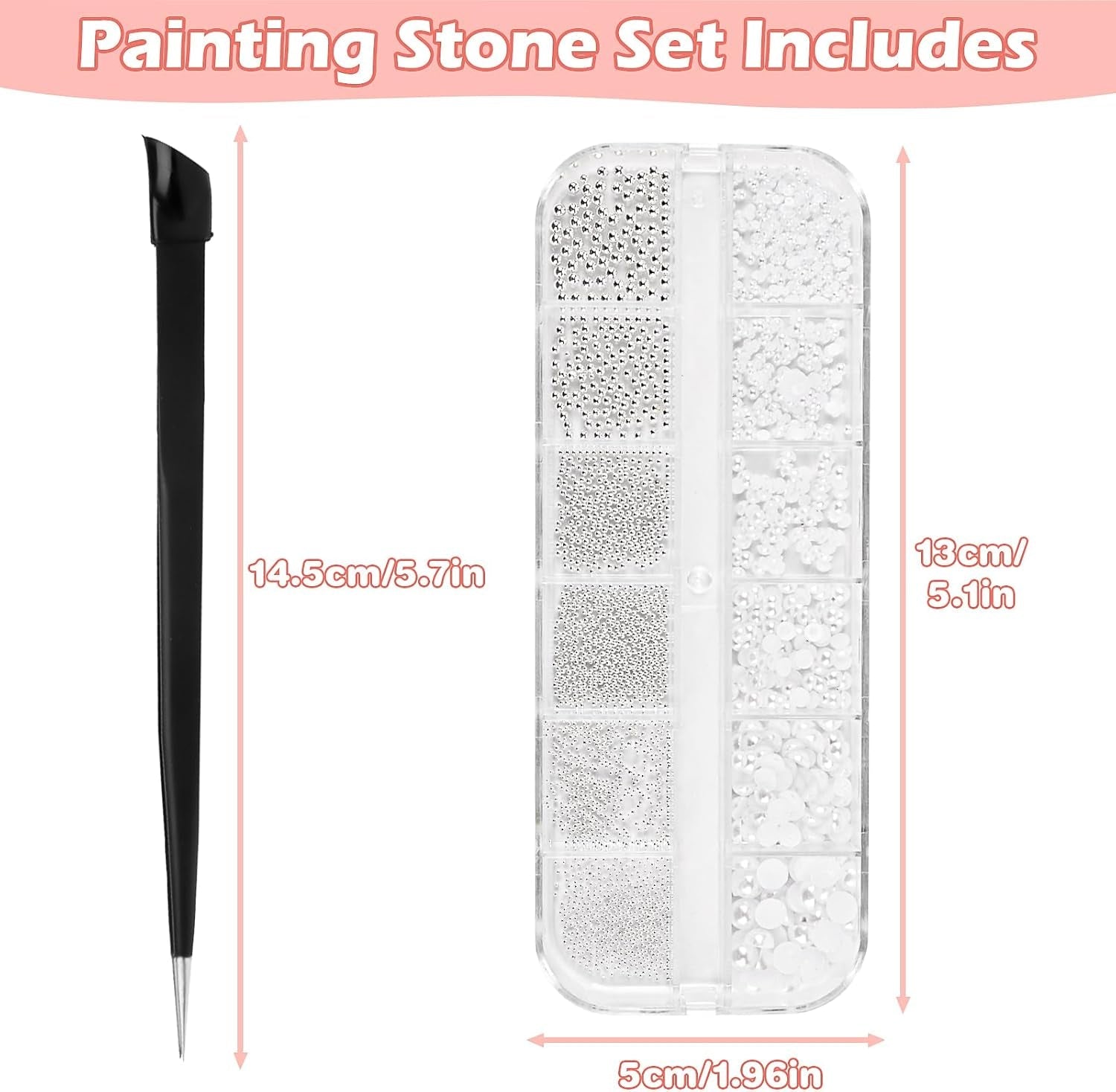 2 Boxen Nail Art Strasssteine, Pinzeta Nägel Flatback Perlen Nail Charms Mit Křišťálové Nagelzubehör Diamanten Edelstahl-Perlen Für Nagelschmuck
