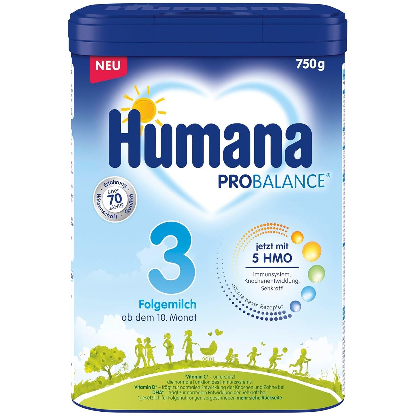 Humana 3 Folgemilch Vorteilspack - 4x750g s 5 HMO, Naturische Abwehrkräfte, Optimal für Babies ab dem 10; měsíc