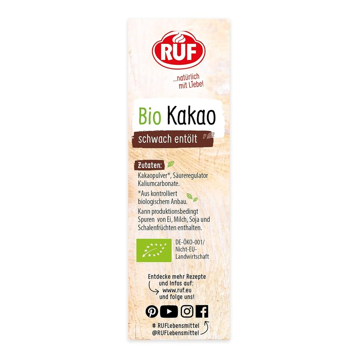 Kakaový prášek RUF v bio kvalitě, 125 gramů Cacao a Hot Chocolate Naty Shop