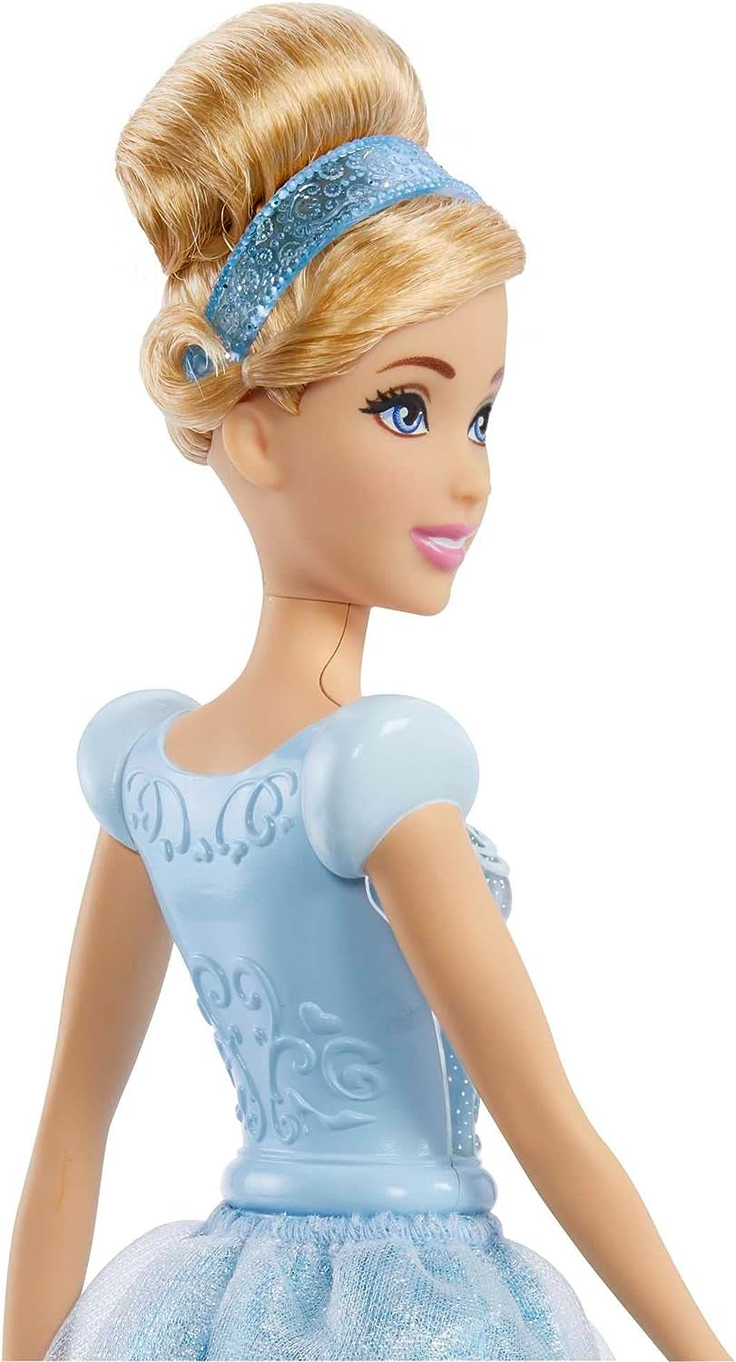 Pohyblivá panenka Mattel DISNEY Princezna Popelka s třpytivými šaty, odepínacími botami a diadémem, česatelné vlasy pro kadeřnickou zábavu, od 3 let, HLW06 Naty Shop Dolls