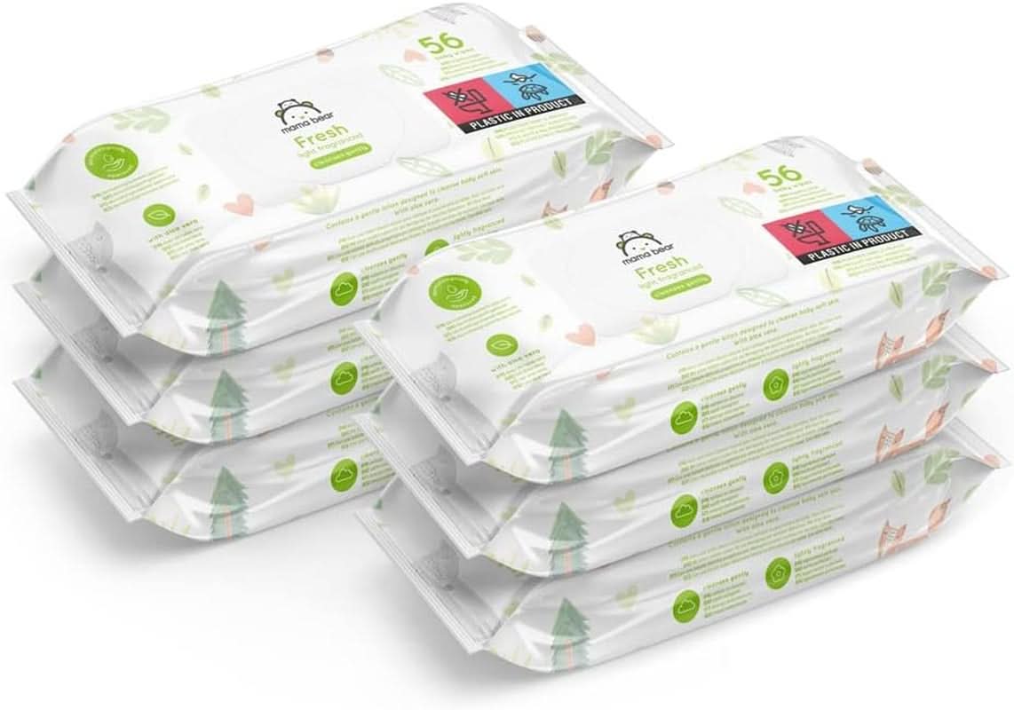 Mama Bear Naty Shop Aloe Vera Fresh Baby Wipes 56 kusů (balení 6 ks)