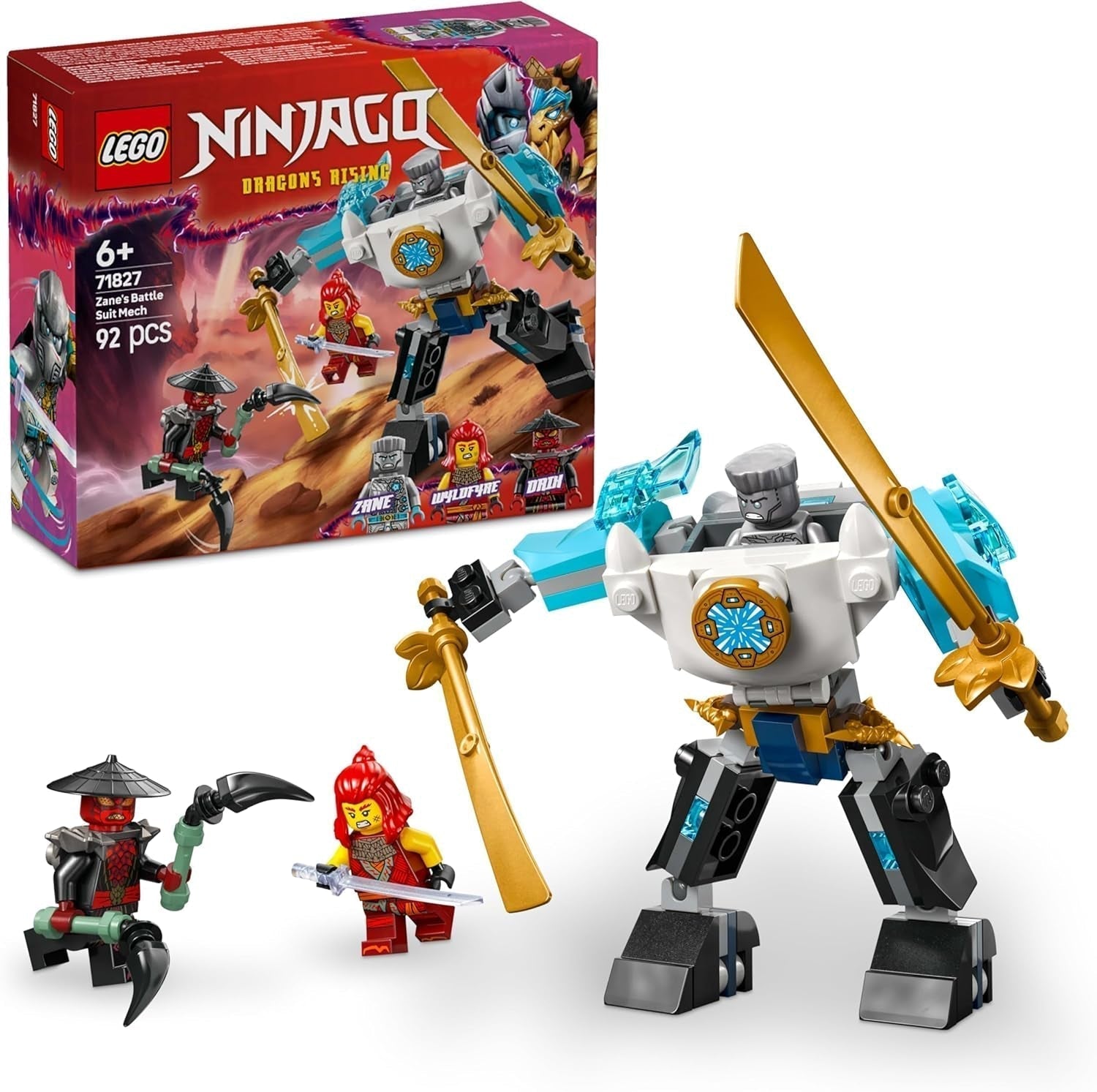 LEGO NINJAGO Zaneův akční mechanik - Hračka Ninja se 3 minifigurkami pro hraní rolí - Malá sada na stavění a hraní pro děti - Nápad na dárek pro chlapce a dívky od 6 let 71827 Stavebnice Besuche den LEGO-Store Výchozí název