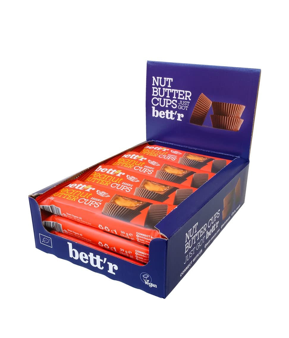 Bett'r bez viny organické lískooříškové pryskyřníky. 100% vegan, bez lepku a bez laktózy - 12 x 39 g