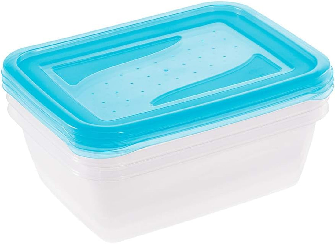 Kekeeper sada 3 dóz na potraviny, 3 x 1,25 l, 20,5 x 15,5 x 6,5 cm, Fredo Fresh, průhledná modrá Dózy na potraviny Naty Shop
