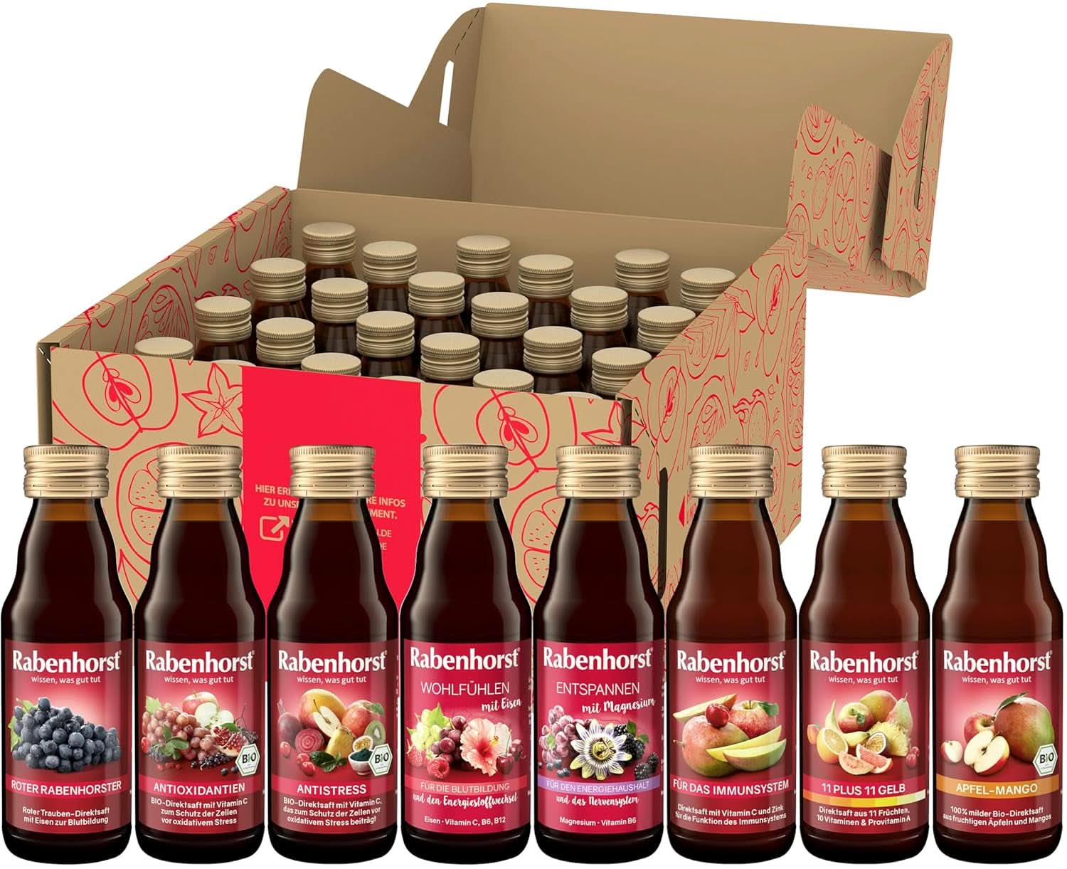 Rabenhorst mini degustační balíček, 8 druhů nebo 3 lahve (24 X 125 ml) Nealkoholické nápoje Naty Shop