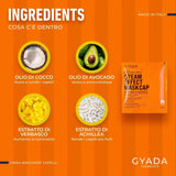 GYADA COSMETICS, maska na vlasy z lehkého a revitalizujícího materiálu, dodává lesk a hebkost, vyživující a opravující účinek, s termálním uzávěrem, na bázi kokosového oleje a avokáda, 60 ml Naty Shop maska na vlasy