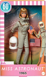 Sběratelská panenka Mattel Barbie Miss Astronaut se stříbrným oblekem, vesmírnými botami a helmou, Vintage reprodukce originálu z roku 1965, JBJ48 Naty Shop Dolls Výchozí název
