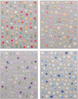 JMEOWIO 3D Nálepka na nehty Blumen Nálepka na nehty Selbstklebend Nagelaufkleber 5D Stereoskopické jarní letní Dekorace Blumen Nageldesign Zubehör 4 Blatt