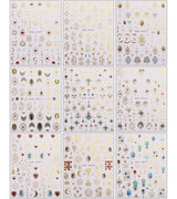 JMEOWIO Nálepka na nehty Herz Mond Stern 9 Blatt Nálepka na nehty Selbtklebend Nagelaufkleber Bunt Dekoration Nageldesign Zubehör