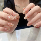 24ks Square Nude French Short Full Cover Umělé nehty Press On Nails For Women Girls