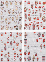 JMEOWIO 3D Nálepka na nehty Weihnachten Nálepka na nehty Selbstklebend Nagelaufkleber 5D Stereoskopisch Schneeflocke Xmas Winterurlaub Niedlich Dekoration Nageldesign Zubehör 4 Blatt