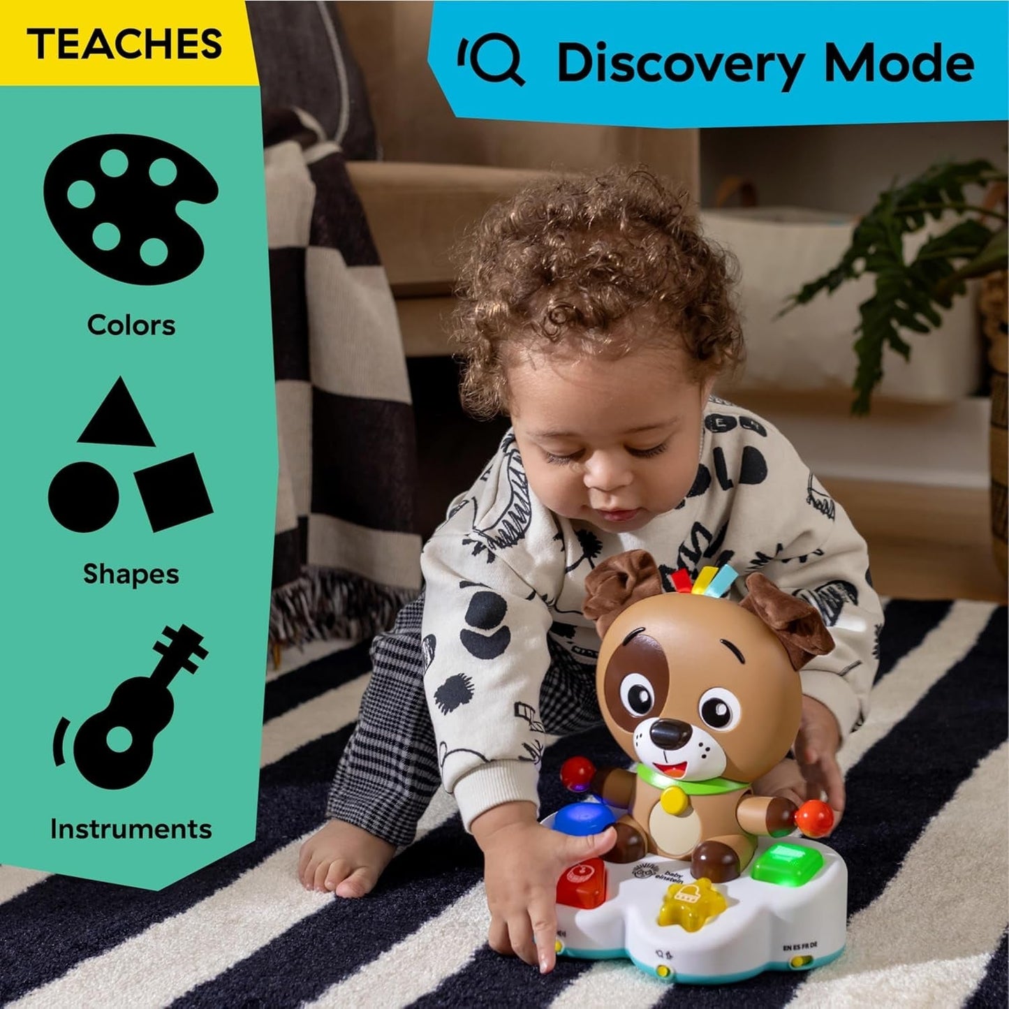 Hudební výuková hračka Baby Einstein, Drum & Learn Dean – multisenzorická hračka pro miminko, 2 herní režimy, barvy, tvary a nástroje, 50+ zvuků, od 6 měsíců Hračky pro miminka Naty Shop