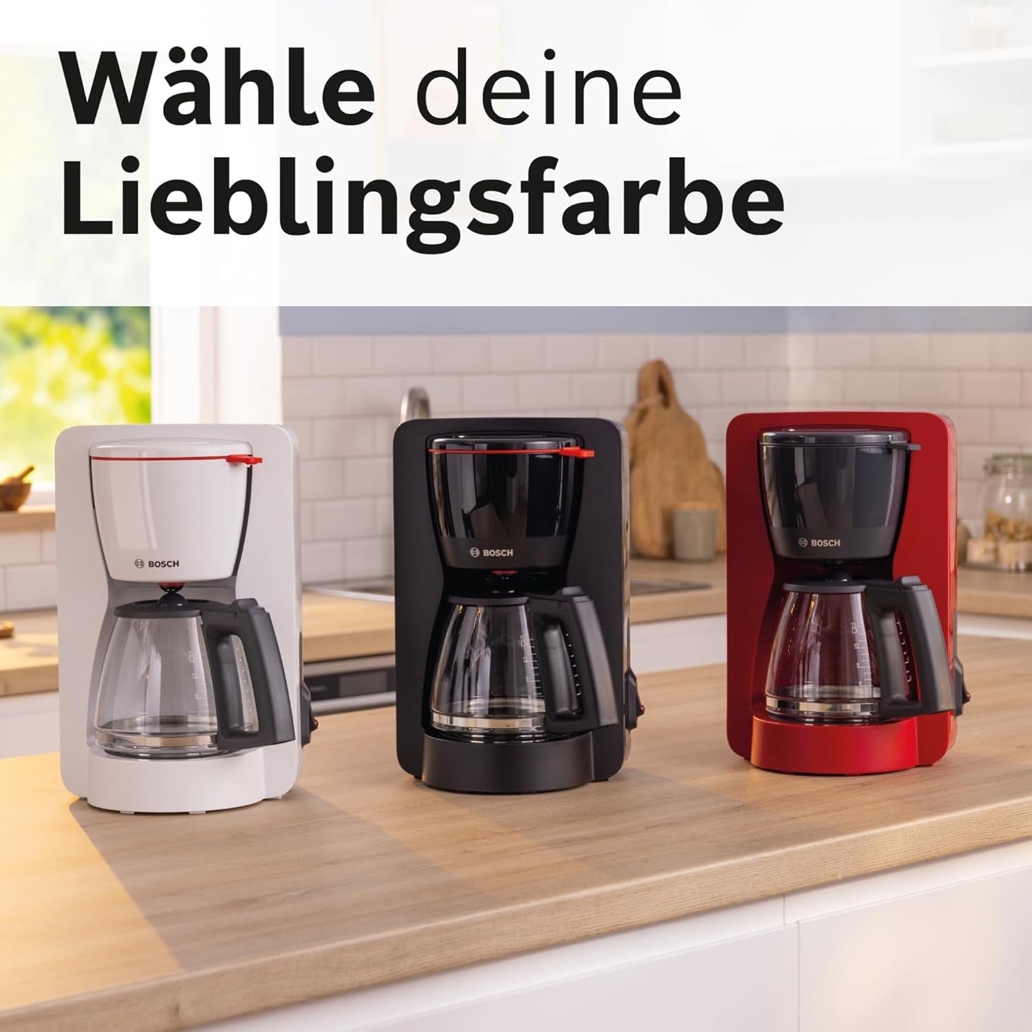 Espresso kávovar Bosch MyMoment TKA2M113 s filtrem, 1,25 l skleněná karafa, 10–15 šálků, funkce udržování teploty 40 minut, systém proti odkapávání, otočný držák filtru, odnímatelná nádrž na vodu, 1200 W, matná černá