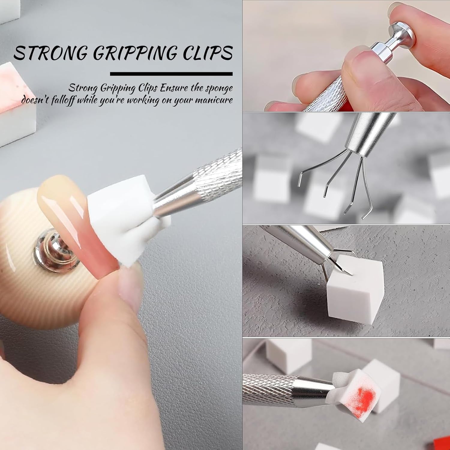 Eiito 100 Stück Weiche Nagelschwämme Für Ombre, Mit 2 Greifstift, Aura-Maniküre-Nailkunst-Werkzeuge (stříbro + zlato)