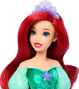 Panenka Mattel Disney Princess Ariel, dlouhé stylingové vlasy, polohovatelné, odnímatelné boty a čelenka, dárky Disney, hračka pro děti od 3 let, HLW10