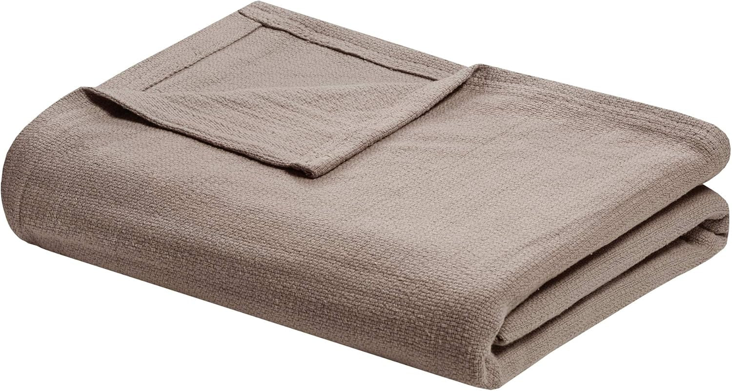 Madison Park Freshspun Wicker Twin Šedá bavlněná deka Postele a peřiny Madison Park Khaki Twin