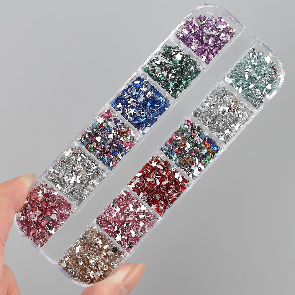 2000 ks Bunte Strasssteine ​​​​Nägel Glitzersteine ​​Přívěsky na nehty Nailart Edelsteine ​​Nagel Steine ​​​​Glitzer Steine ​​​​Nagel Přívěsky Nägel Zubehör Kristalle Diamant Nageldesign Štrasové kamínky na nehty Kamínky na nehty