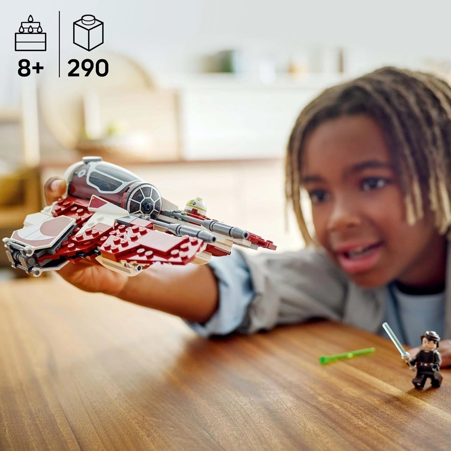 LEGO Star Wars 75401 Ahsoka's Jedi Interceptor, Starfighter pro fanoušky Clone Wars, Minifigurky Ahsoka Tano a Anakin Skywalker se světelnými meči a R7-A7, pro chlapce a dívky od 8 let Stavebnice Beuche den LEGO-Store