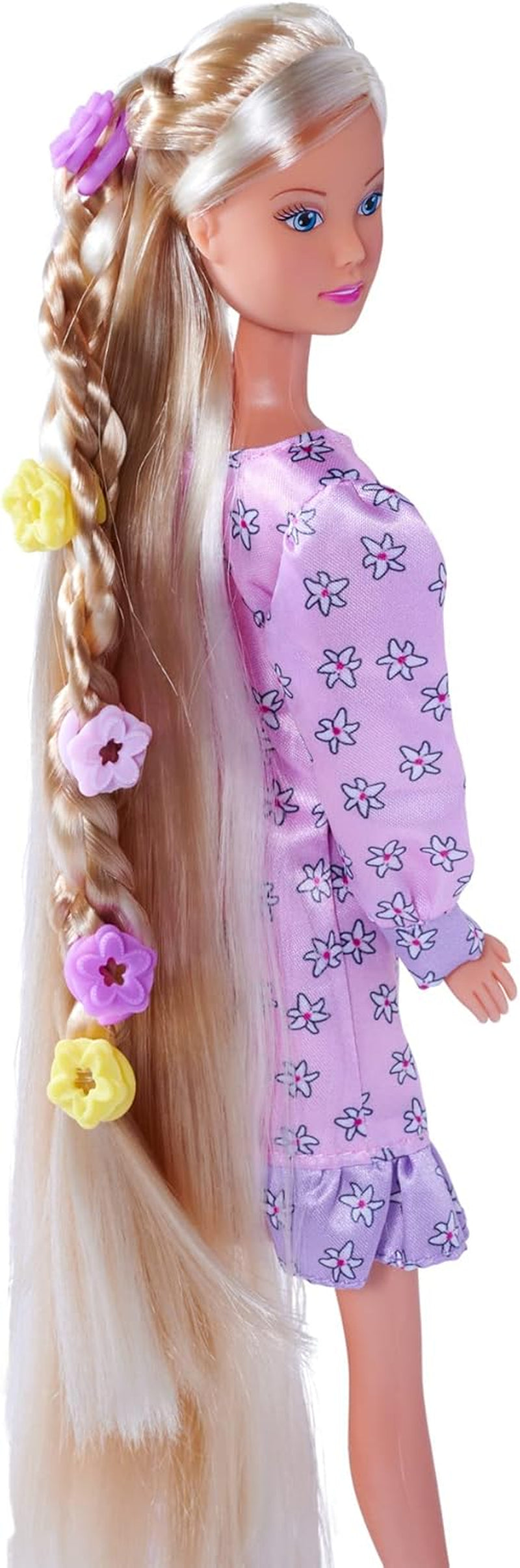 Simba 105733640 - Steffi Love Flower Hair, panenka s extra dlouhými vlasy, obsahuje 6 spon, doplněk do copu a hřeben, 29 cm, věk 3+