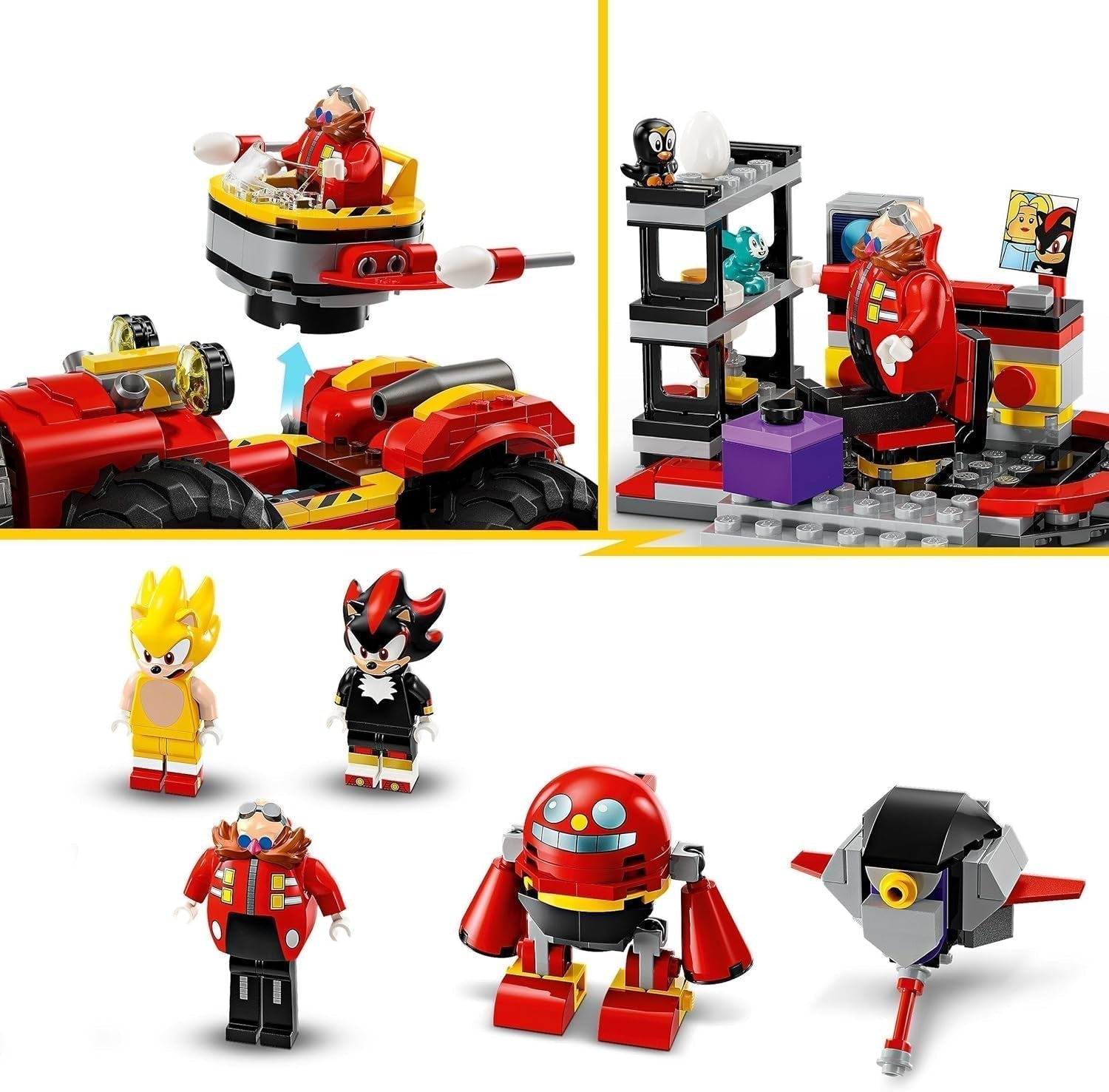 LEGO Sonic the Hedgehog Super Sonic vs. Sada dobrodružných videoher Egg Drillster Dětská dárková sada Shadow and Dr Eggman pro chlapce a dívky 8 let 76999 Stavebnice Besuche den LEGO-Store