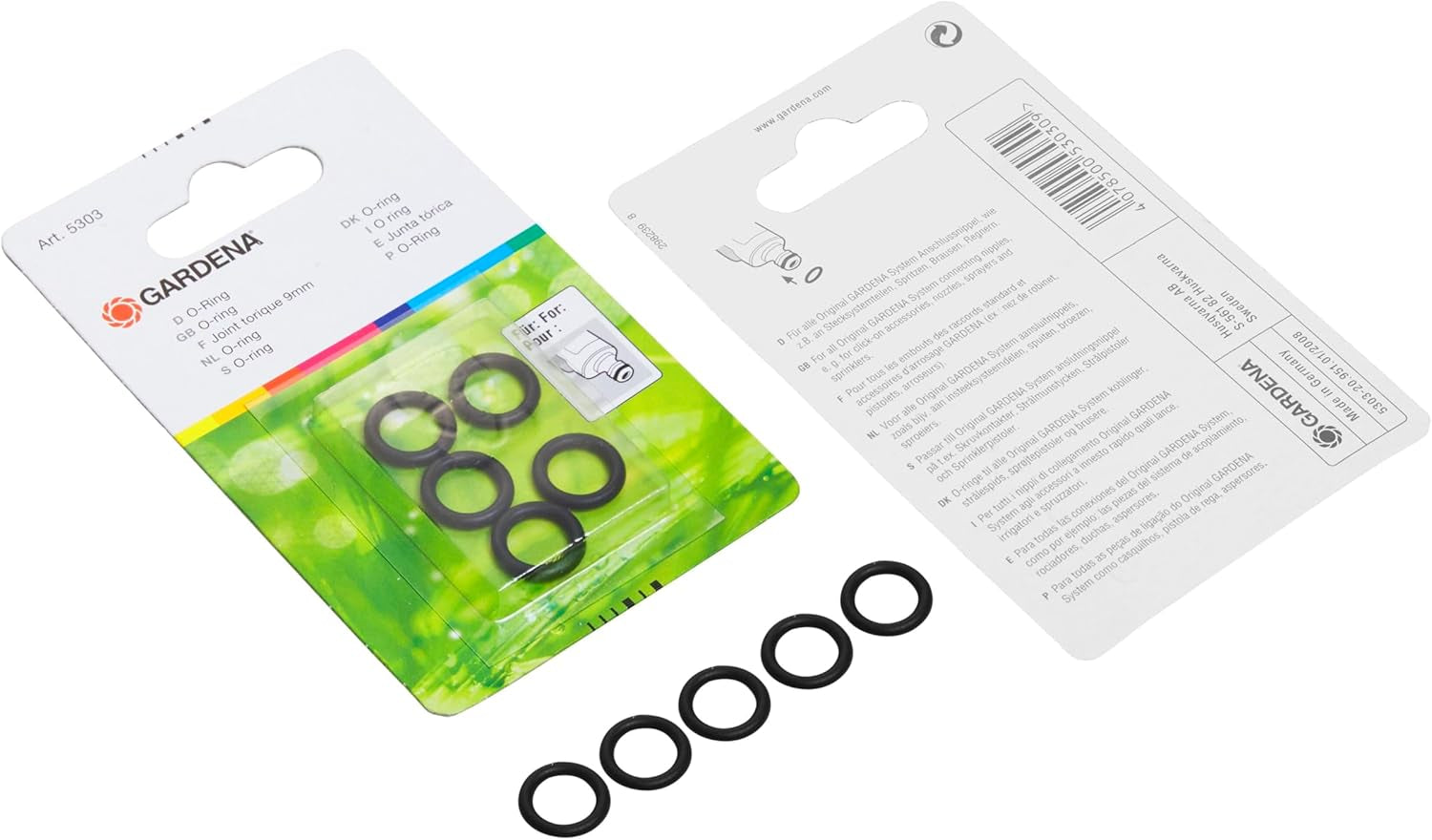 Gardena Ring Gasket: Všestranné těsnící těsnění pro připojení všech originálních armatur Gardena, jako jsou sprchové hlavice a sprinklery (5303-20)