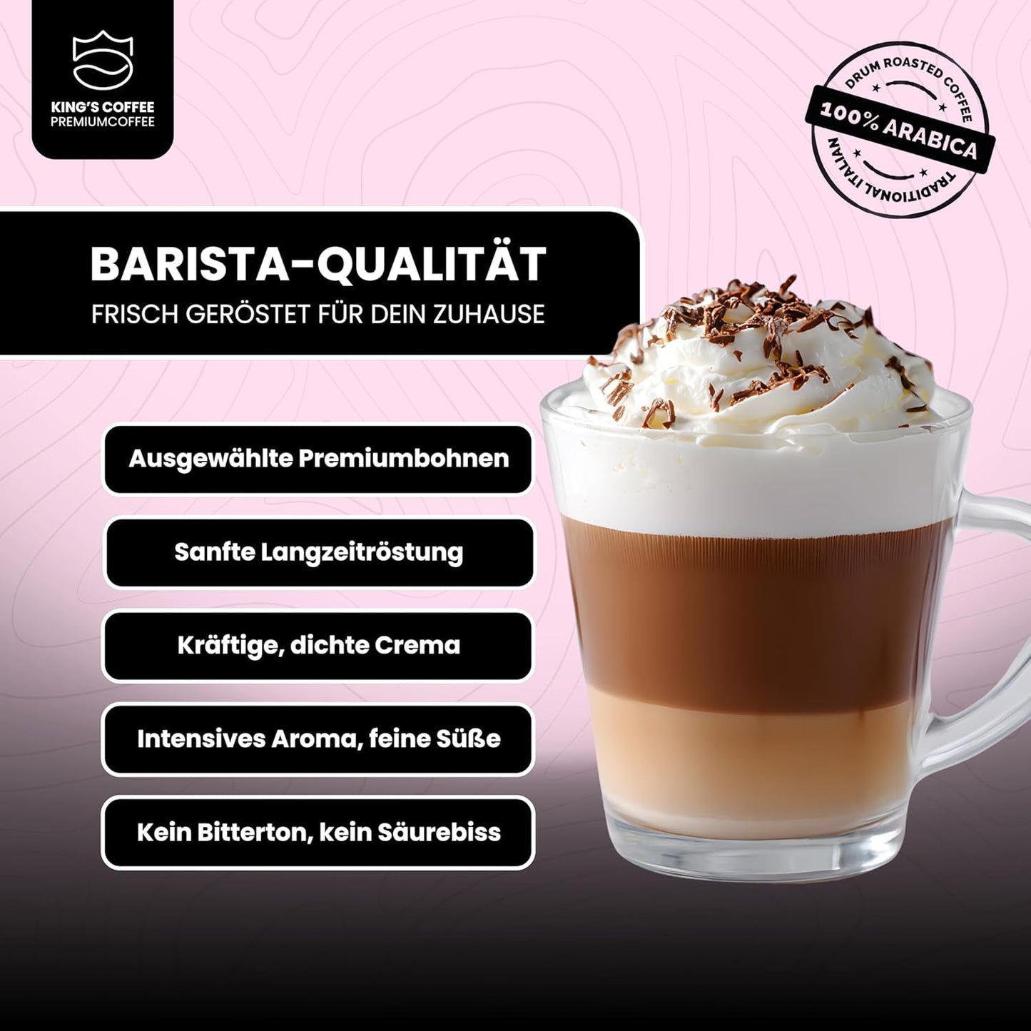 KING'S COFFEE - WHITE EDITION - lehká směs 100% Arabica z Etiopie, Mexika, Peru a Tanzanie - pražení malých dávek v Itálii - celá zrna espressa pro portafiltrační stroje - 1 kg