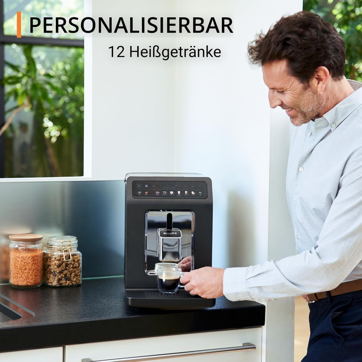 KRUPS Evidence One automatický kávovar na espresso s hadicí na mléko, cappuccino na jeden dotek, 12 speciálních nápojů, funkce 2 šálků, barevný displej, kávovar, certifikát TÜV, černá, EA895N10