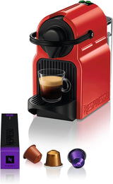 Espresso kávovar Krups Nespresso Inissia – kompaktní espresso kávovar na kávové kapsle, tlak 19 barů, rychlý ohřev za 25 sekund, funkce úspory energie, nádrž na vodu 0,7 l, červená, model YY5506FD