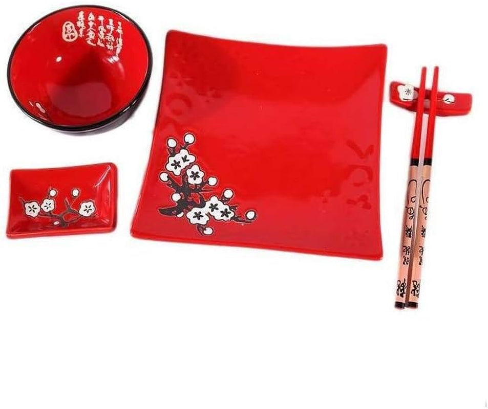 Kompletní japonský stolní servis 2381, porcelán, červená
