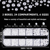 12 Größen Nail Art Perlen, Flache Perlen, Nail Art Accessoires, Halbkreis Nagelperlen, Weiße Nail Charms Und Glitzersteine ​​​​Nägel Für Nail Art Design, DIY Basteln, Alltag, Hochzeit (2 krabičky)
