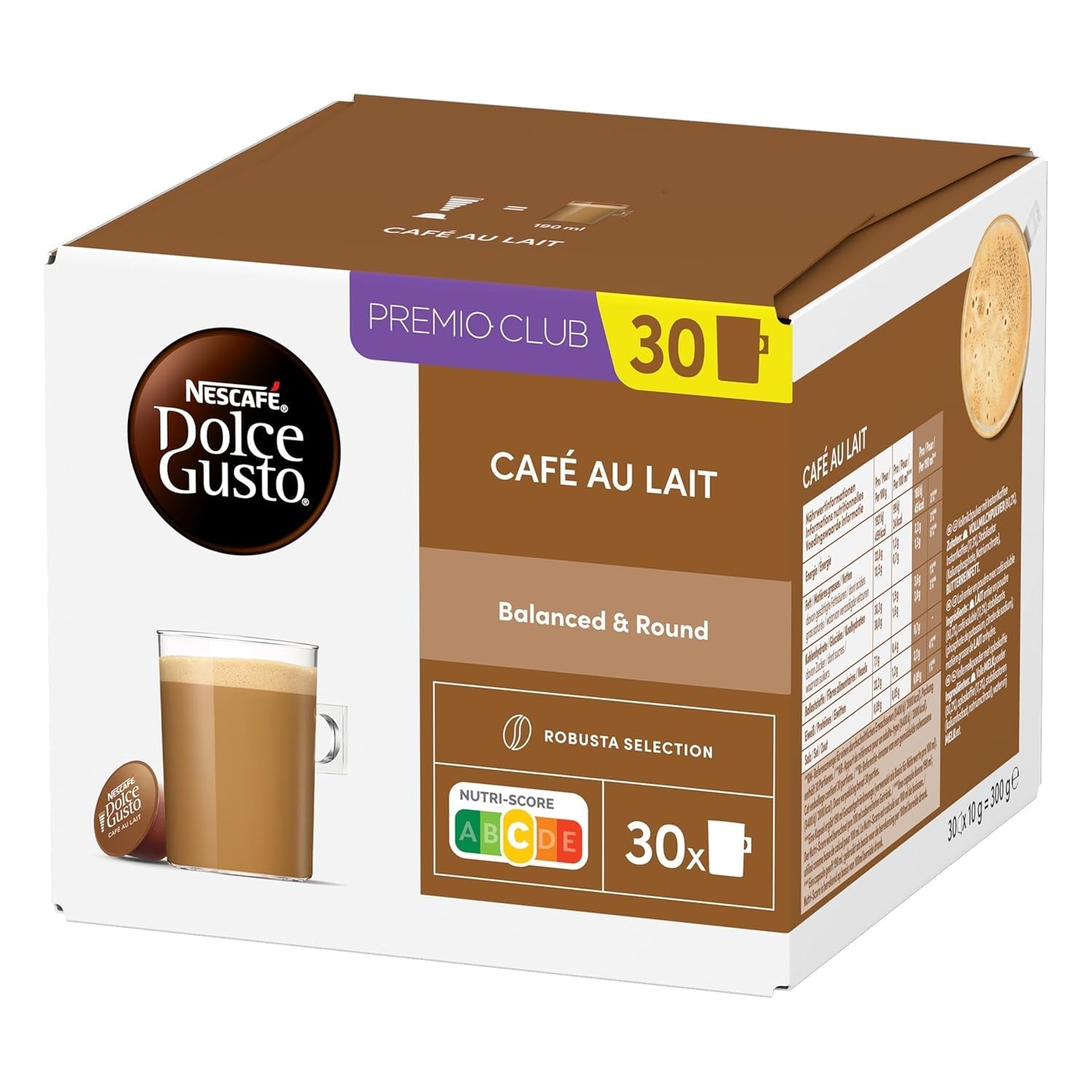 NESCAFÉ DOLCE GUSTO Café au Lait Kaffeekapseln 3er Vorratspack (3 x 30 kapslí)