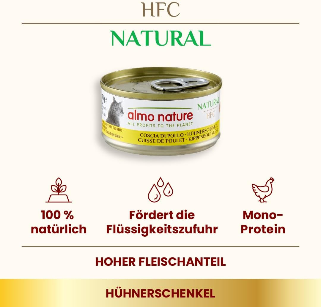 Almo Nature HFC Natural mokré krmivo pro kočky - Různé receptury s kuřecím masem - 6 x 70 g