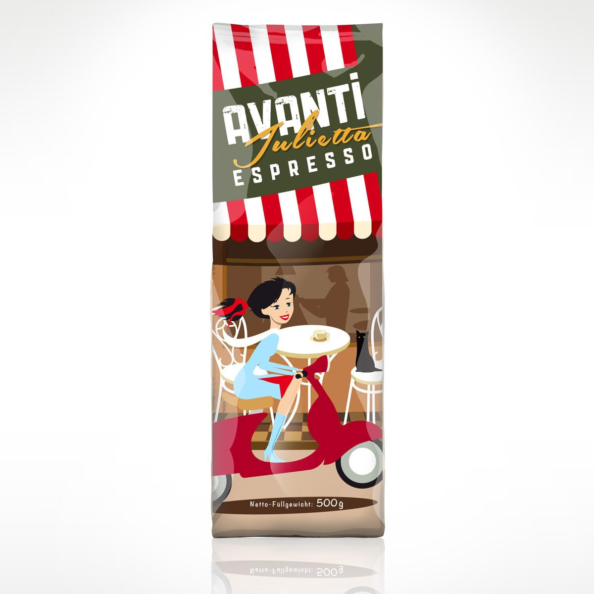 AVANTI Julietta Espresso zrnková káva, 500 g, 70 % Arabica 30 % Robusta, tradiční pražení v bubnu