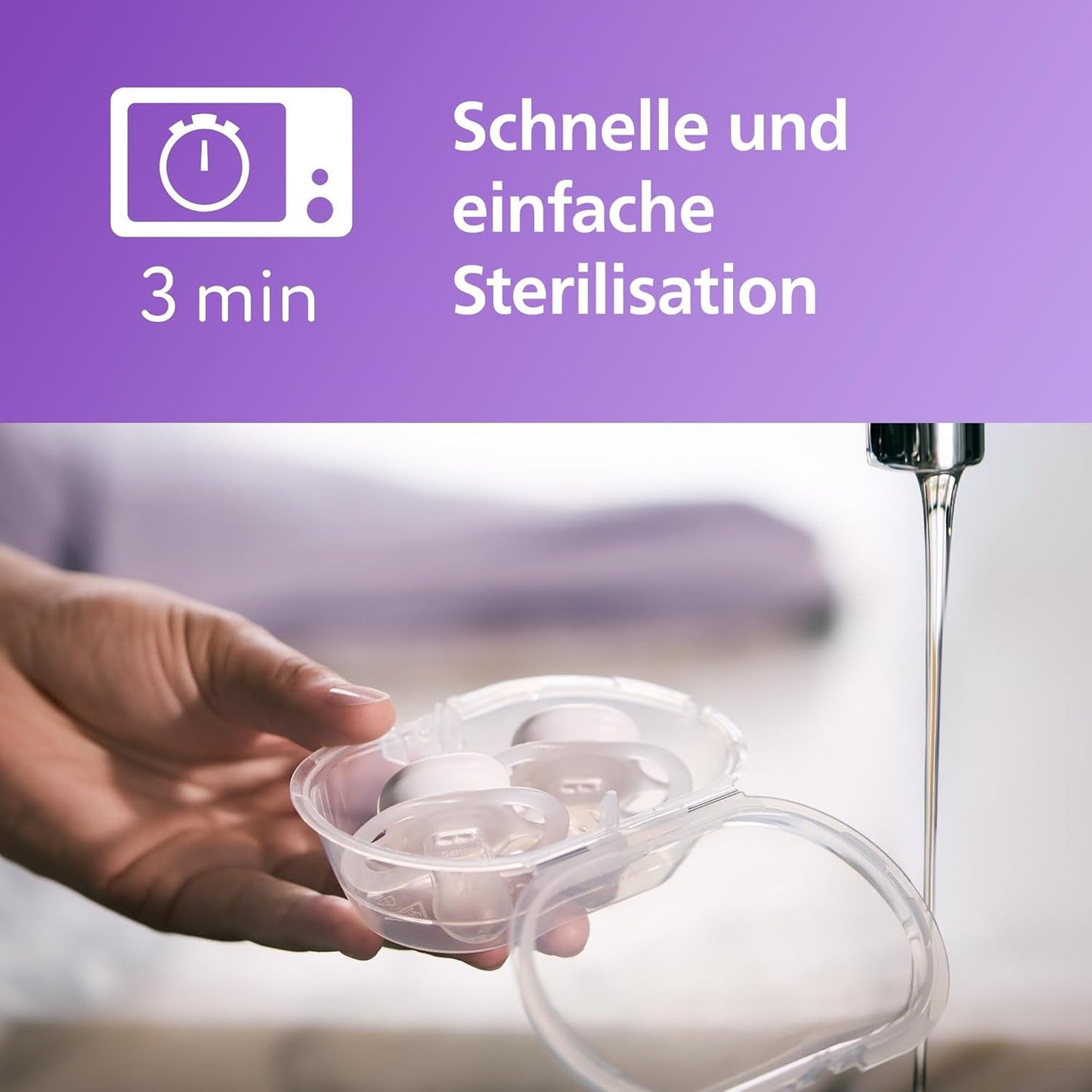 Noční dudlík Philips AVENT Ultra Start, ortodontický dudlík pro novorozence, zářící ve tmě, bez BPA, se sterilizační nádobkou, dvojité balení, měsíc, hvězda, SCF075/07
