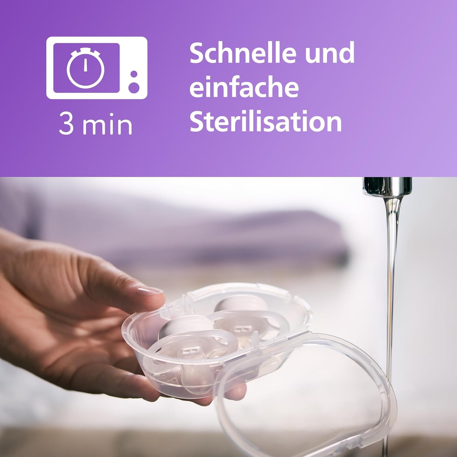 Noční dudlík Philips AVENT Ultra Start, ortodontický dudlík pro novorozence, zářící ve tmě, bez BPA, se sterilizační nádobkou, dvojité balení, měsíc, hvězda, SCF075/07